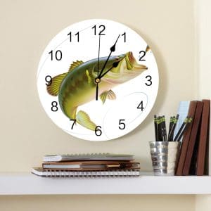 Horloge murale en PVC imprimé poisson en train d’être pêché