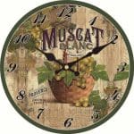 Horloge murale en bois silencieuse grappe de raisins muscat vintage