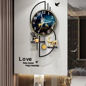 Horloge murale design avec étagère