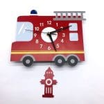 Horloge murale camion de pompiers pour enfant